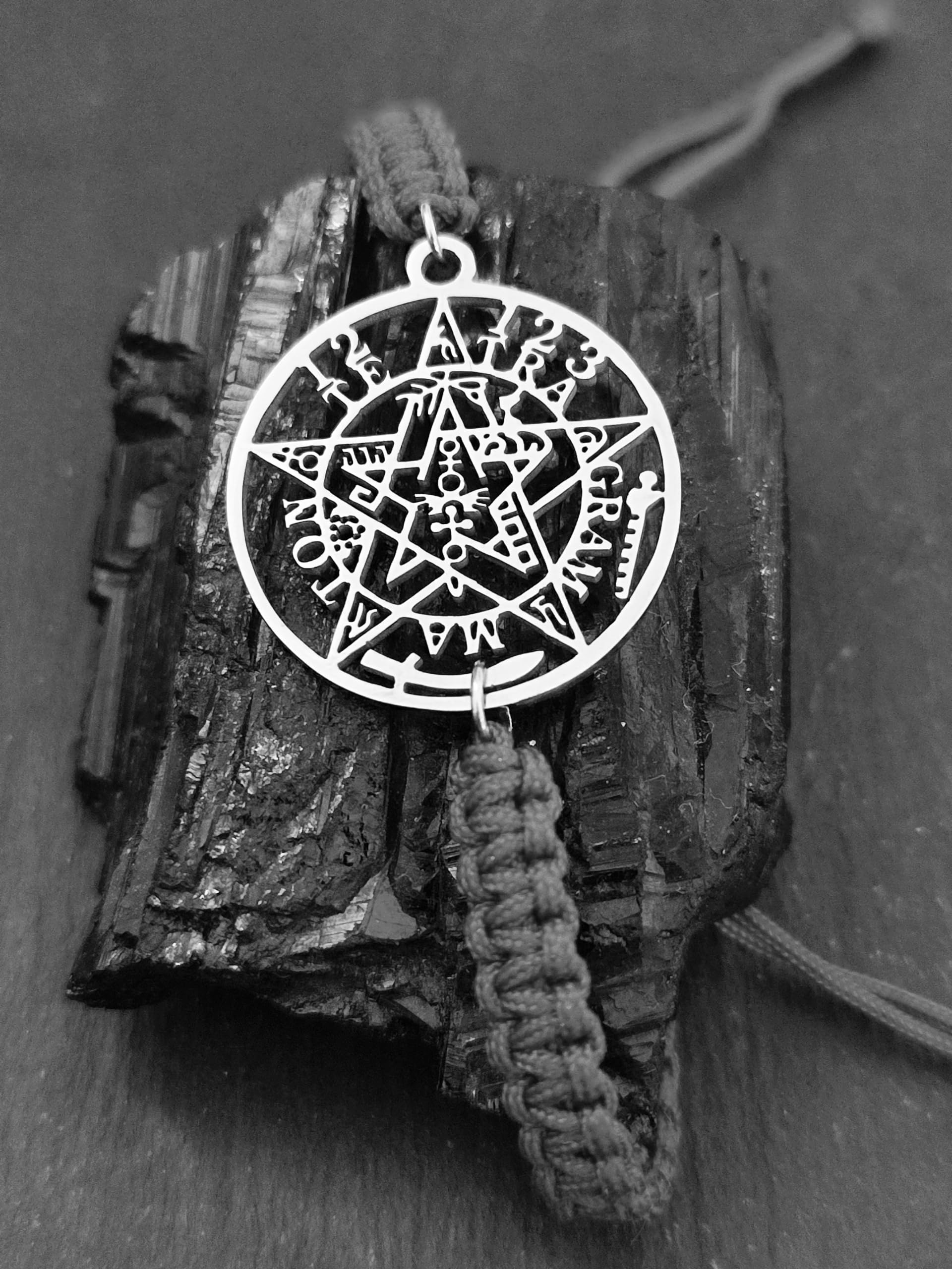 Simboliks Tetragrammaton pulsera acero inox. Ojo de tigre, Vela, Incienso, Amuleto de la Suerte Protección Pentagrama Tetragrammaton Talismán protección personal Pentáculo Regalo Hombre