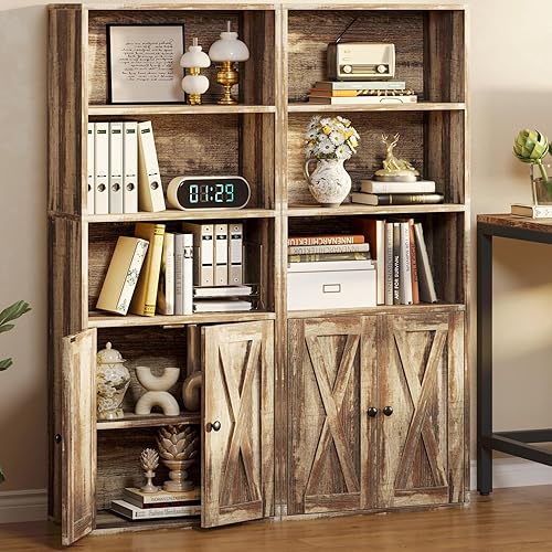 Miniatura 9 de IRONCK Industrial Bookshelves and Bookcases with Doors 11.8in Depth Floor Standing 5 Shelf Display Storage Shelves Bookcase Home Decor Furniture for