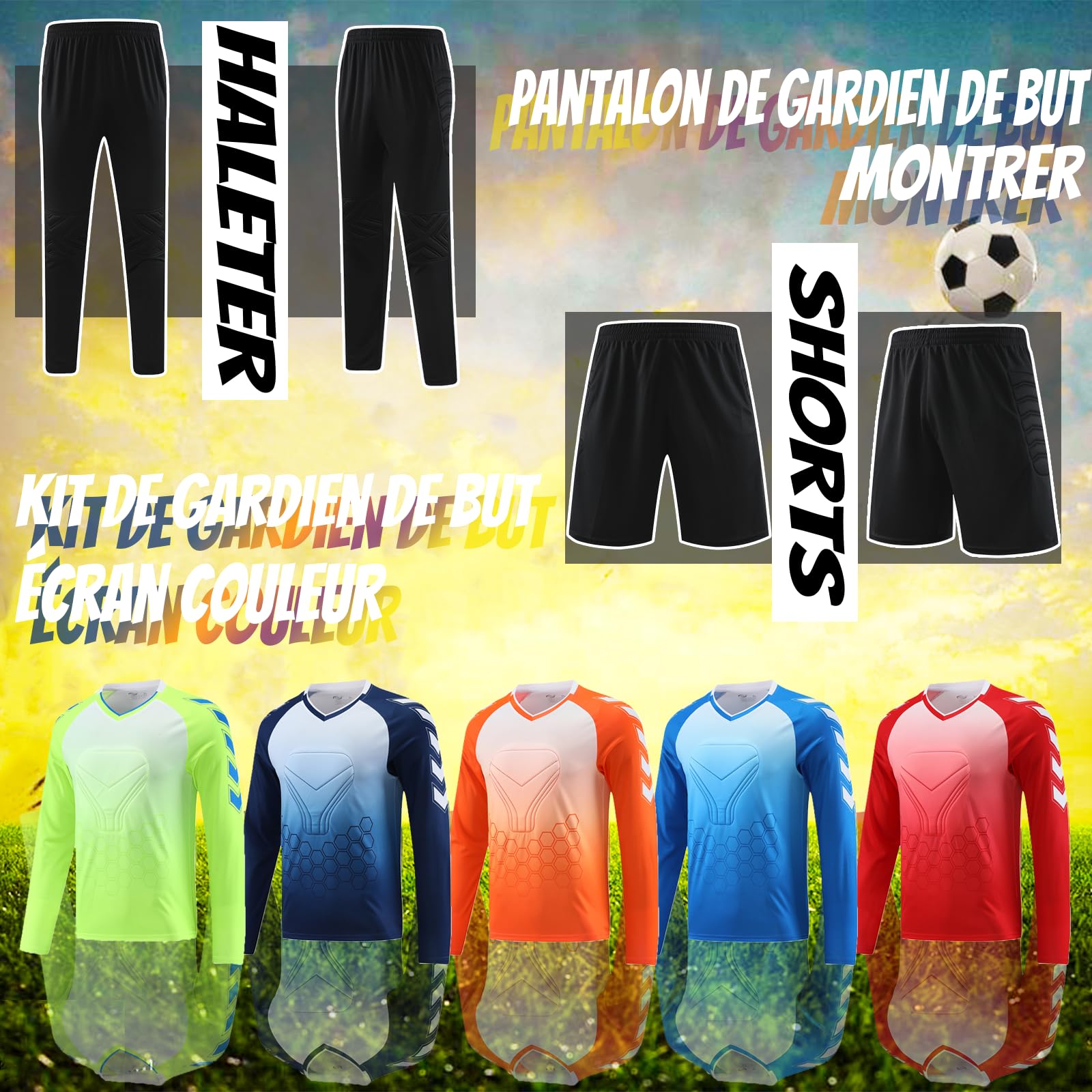 Ensemble Gardien de But Enfant Homme Personnalisés Maillots de Gardien de Football de But Adulte Enfant Maillot Gardien Foot Personnalisé Tenue Gardien Foot avec Votre Nom Numéro de Logo D'équipe