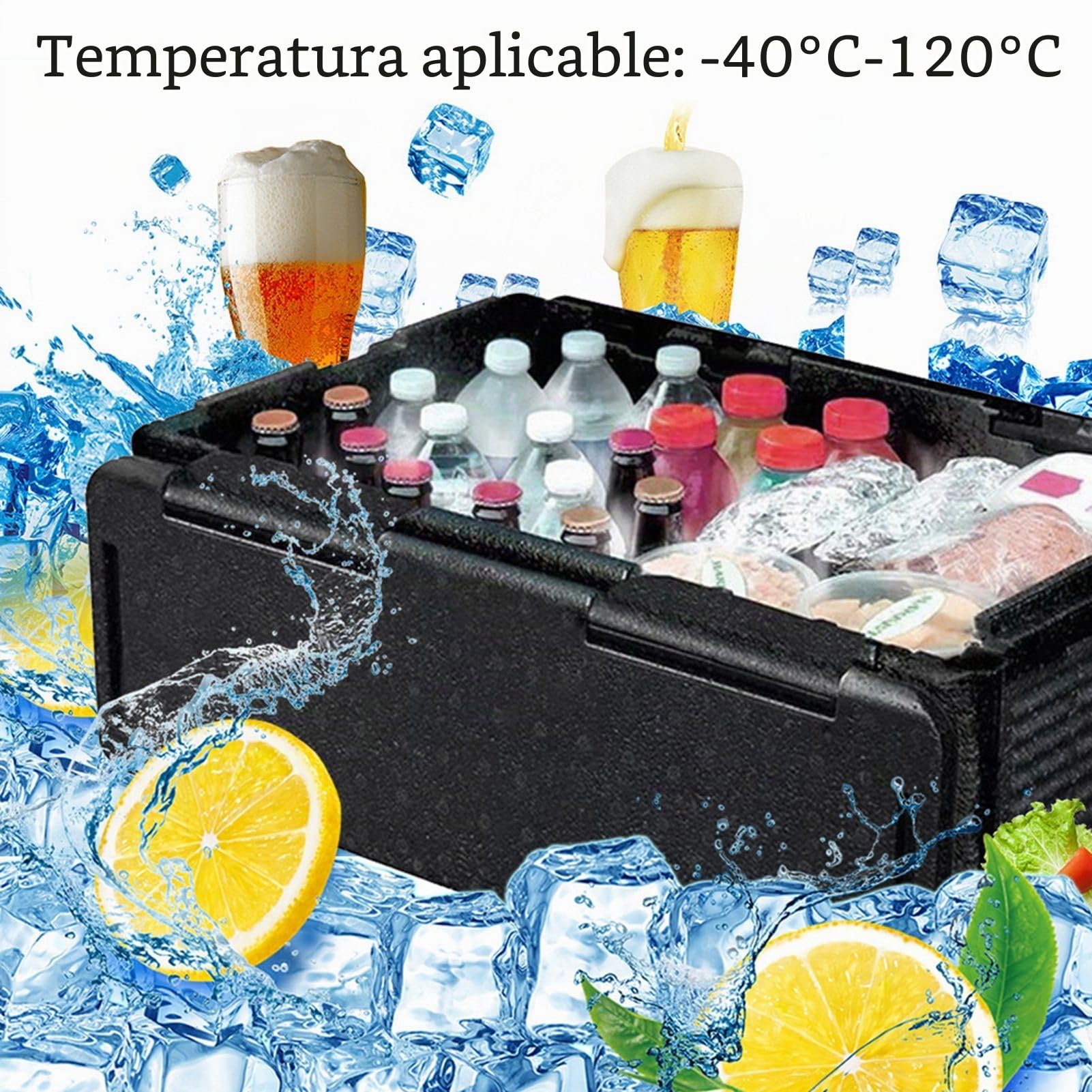 Caja Térmica Térmica para Alimentos para Exteriores, Caja Plegable para Almacenamiento de Alimentos, Bolsa Térmica Portátil Grande de 60 litros para Picnic, Camping y Actividades