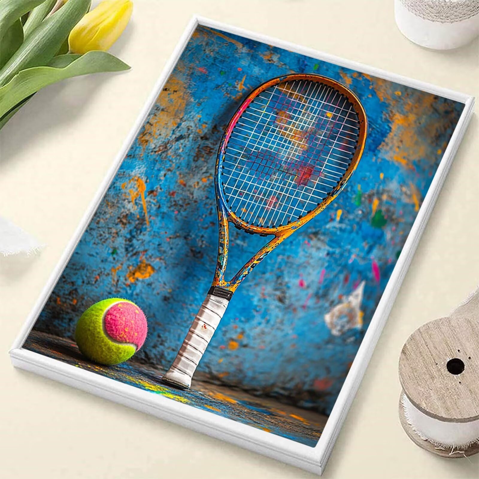 GYYH5887 farba tenisowa po numerach, dla dorosłych, sportowe płótno do malowania po numerach, dla dorosłych, 137 x 40 cm, artykuły plastyczne na ścianę z zestawem farb akrylowych i pędzlem do
