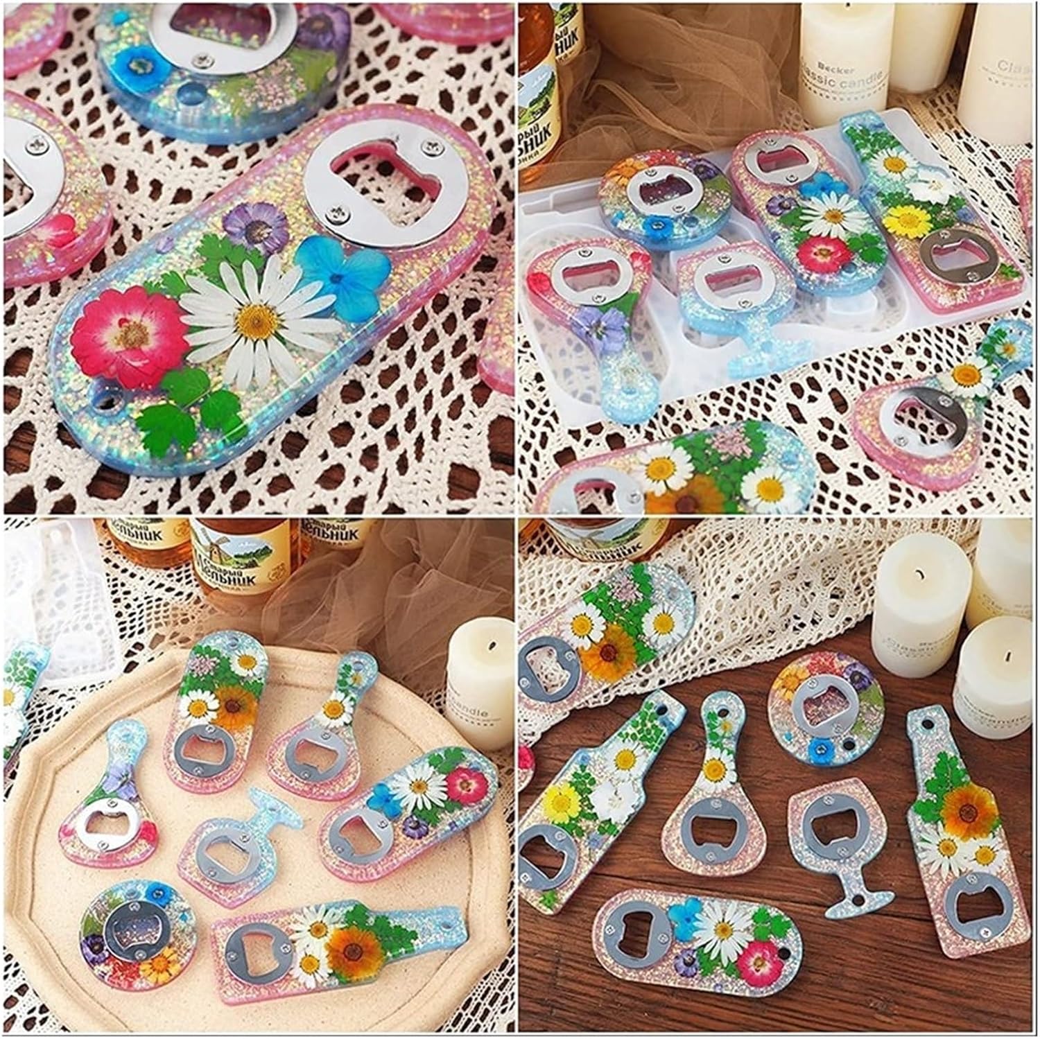 80Set DIY Bottle Opener Insert Kits, Beer Opener Hardware Parts For Resin Mold Projects