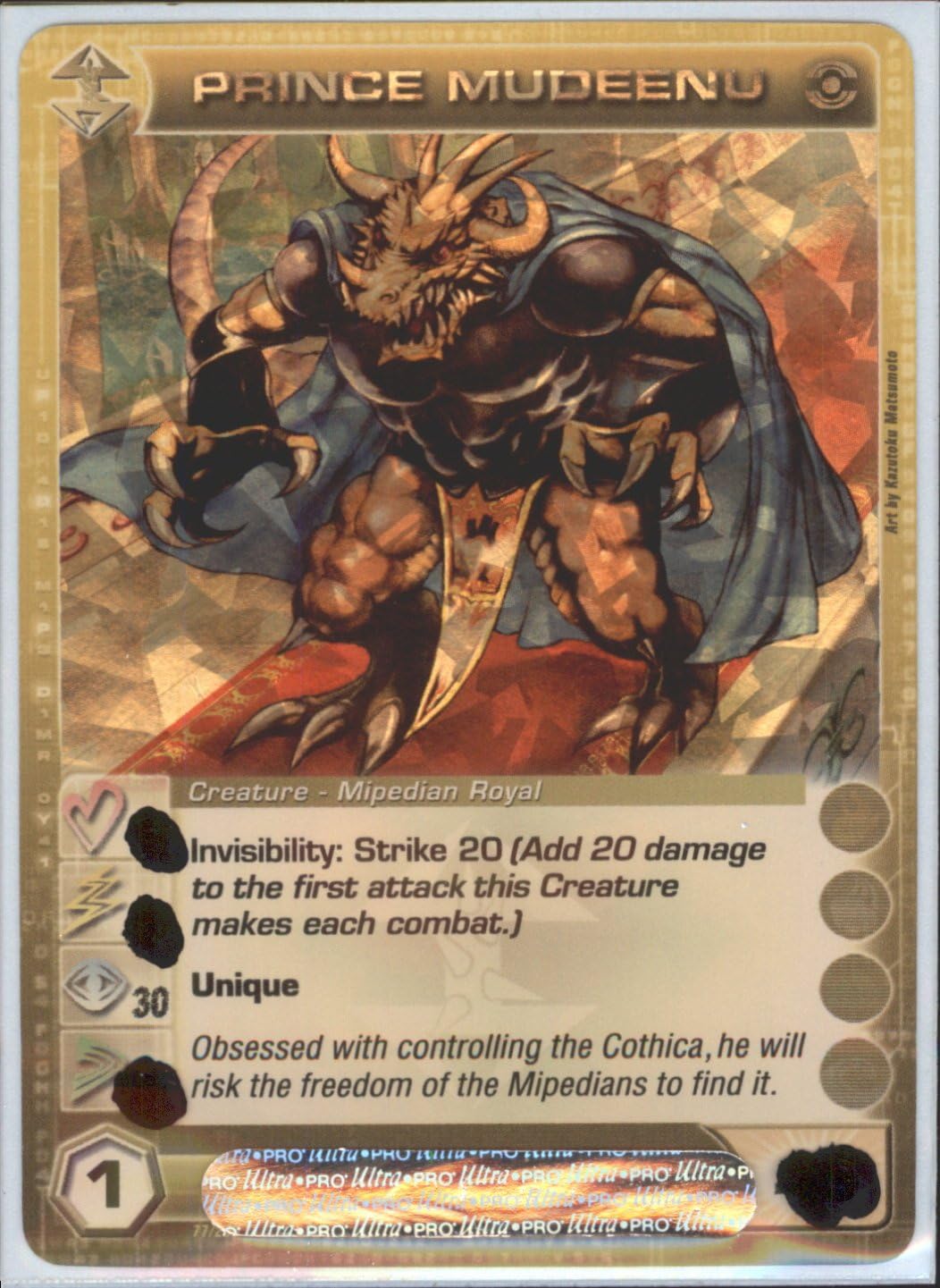 Chaotic Prince MUDEENU Super Rare Foil Card MAX Wisdom STAT of 30 Dawn of Perim