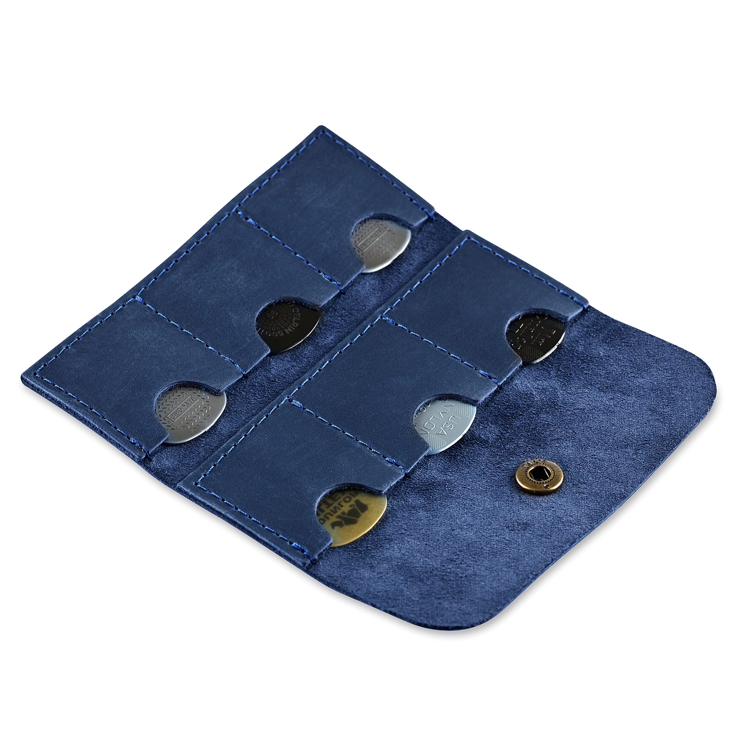 Soporte de piel para púas de guitarra, bolsa para púas de guitarra, bolsa para púas, regalo para guitarristas, Blue, Soporte para púas