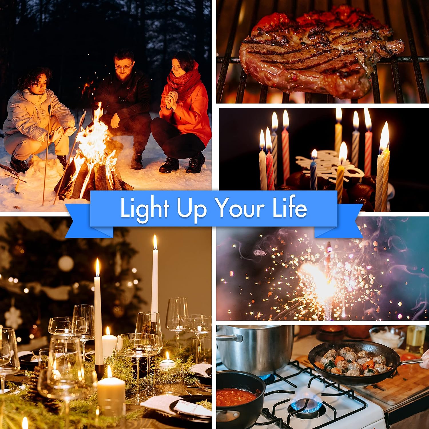 USB Rechargeable Candle Lighter, Upgraded Electric Lighter with LED Flashlight &Safe Lock, Windproof Flameless Long Arc Lighter for Candle Grill Camping Home-Black