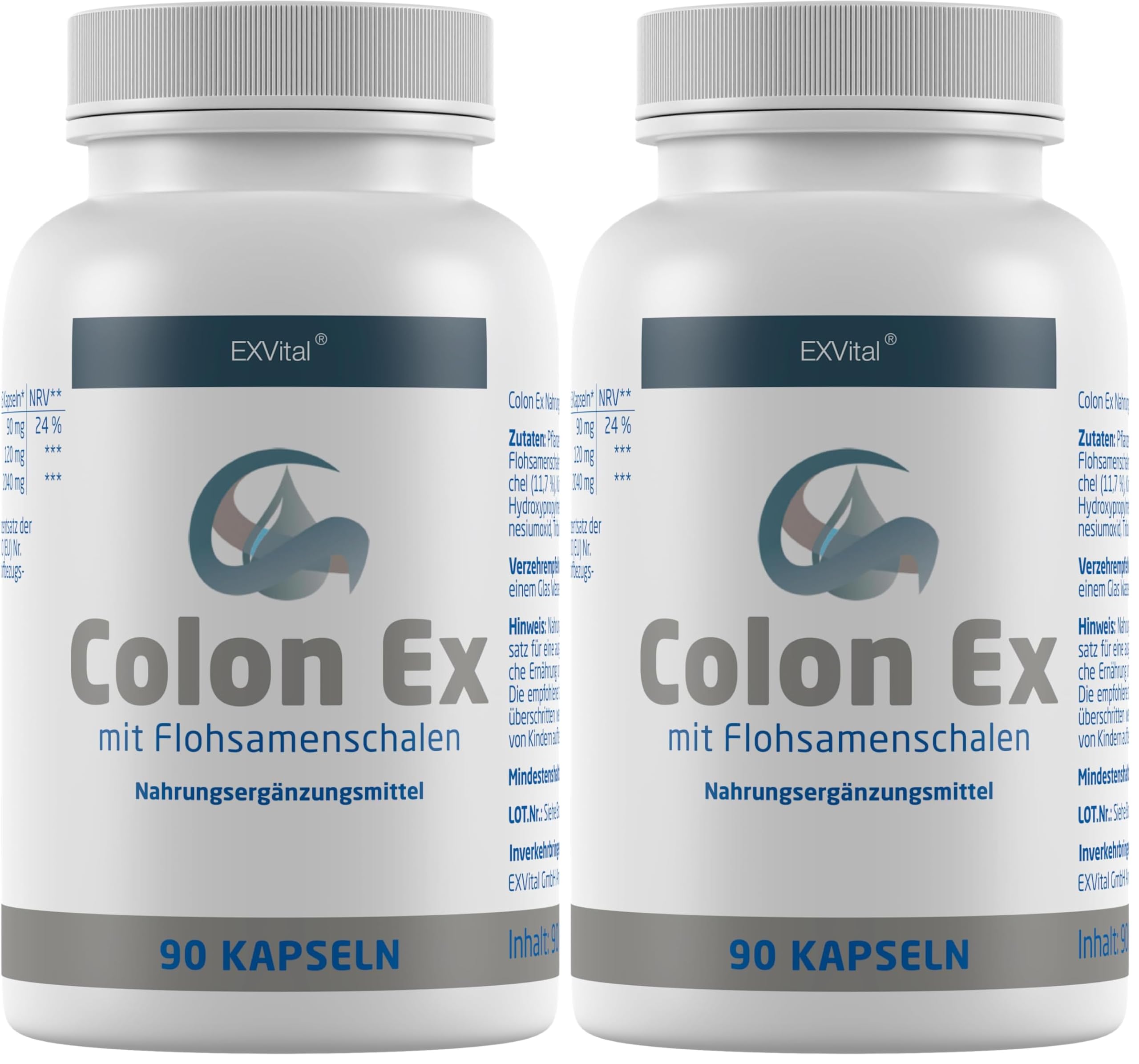 Colon Ex, 90 Kapseln Premiumqualität mit Flohsamenschalen und Magnesium, 100 Prozent natürlich und sanft, 2er Pack (1 x 81 g)