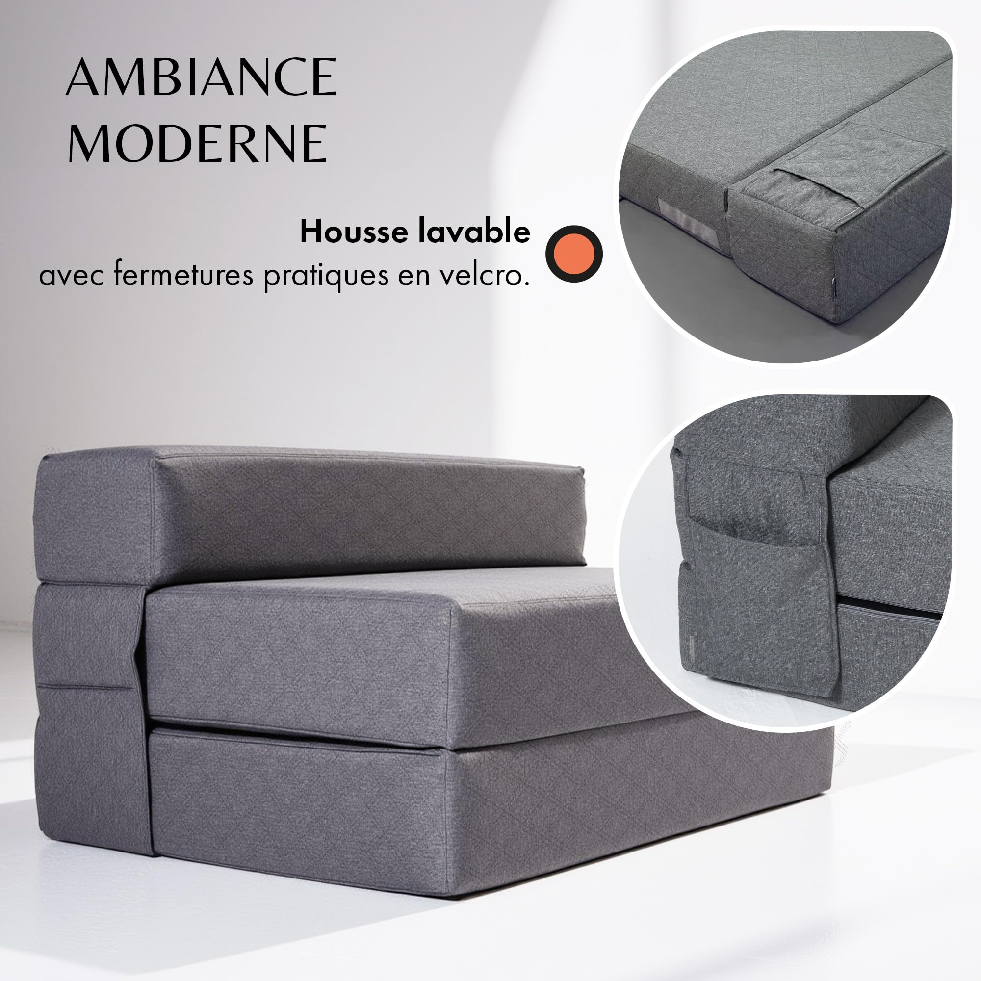 Canapé-lit double pliant avec matelas en chenille à mémoire de forme,adapté au salon,à la chambre et à la salle de jeux,Gris clair. à partir de 399,00 € (juin 2026