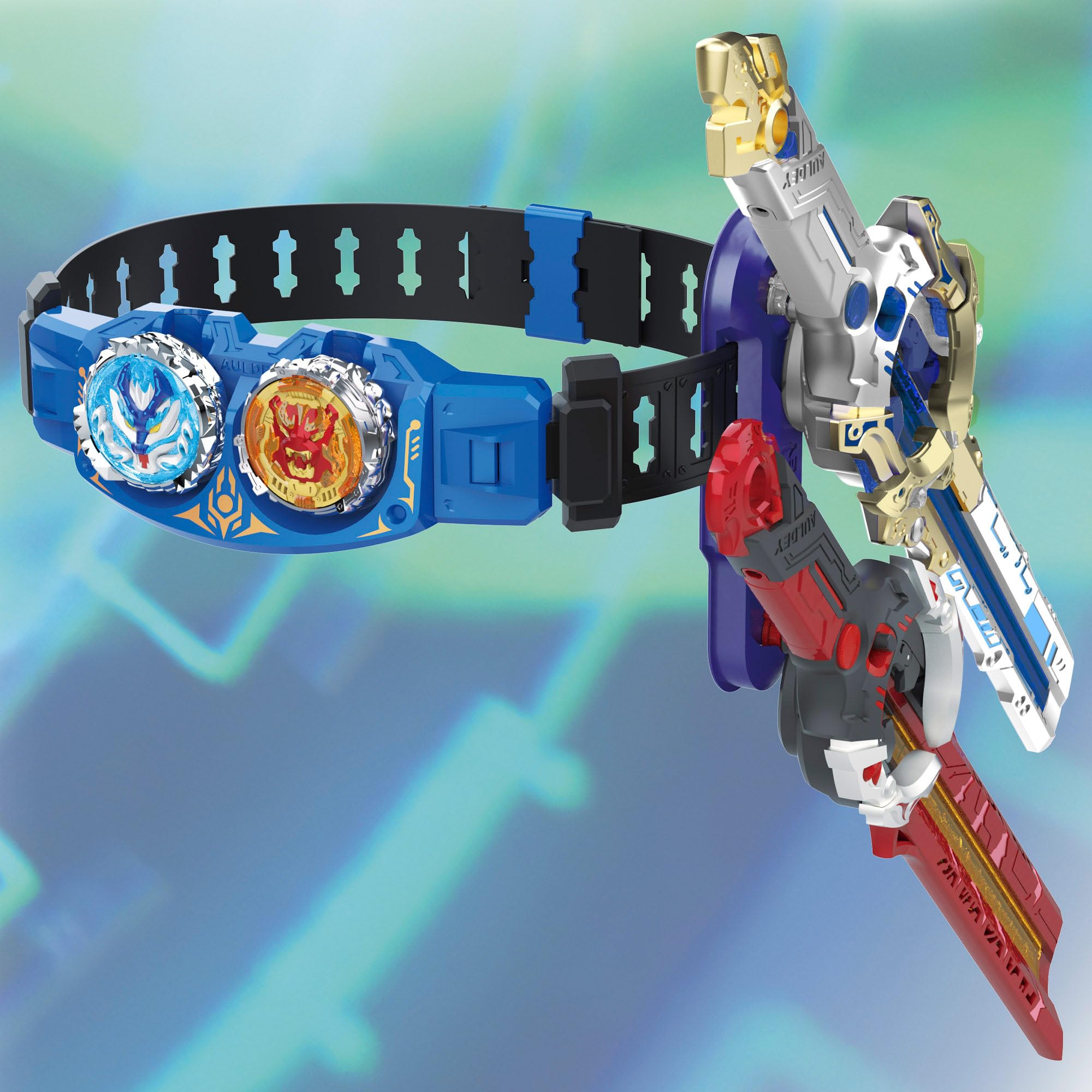 COLORBABY 48093 Infinity Nado Master Belt Battle Set toupie Fury Wave Dragon d'eau 3D, épée Lanceur, Ceinture maître, lumières LED, Jeux de toupie, Piles incluses