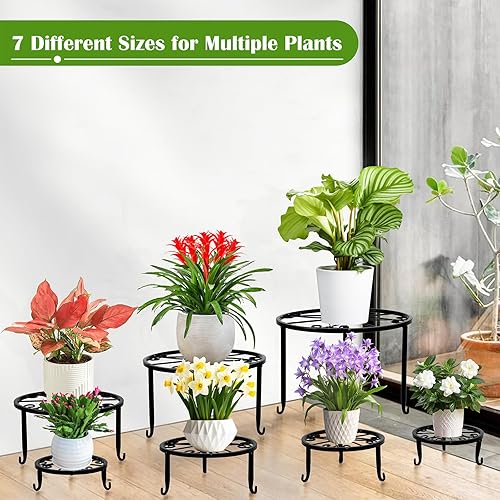 Miniatura 2 de Soportes de metal para plantas de interior y exterior, paquete de 7 soportes de hierro antioxidante para macetas, soporte para plantas de suelo,