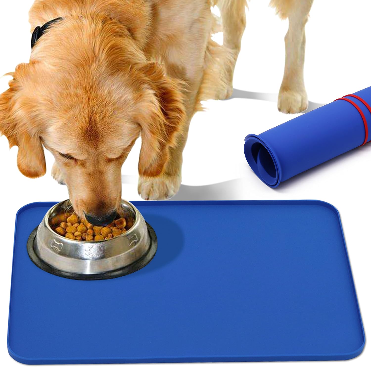 AOII Original Silicone Pet Feeding Mat, BPA Free, Easy Clean, Dishwasher Safe, Waterproof, Pets Placemat Tray Mats to Stop Dog and Food…
