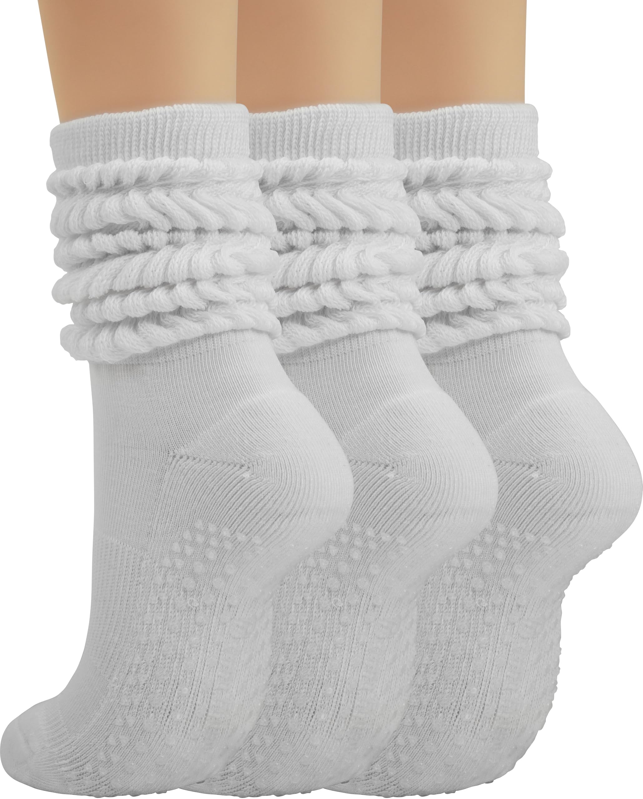 BomKinta Pilates Socks with Grips for Women - Yoga Grippy Slouch Scrunch Sock - Slipper Socks for Barre Workout Hospital