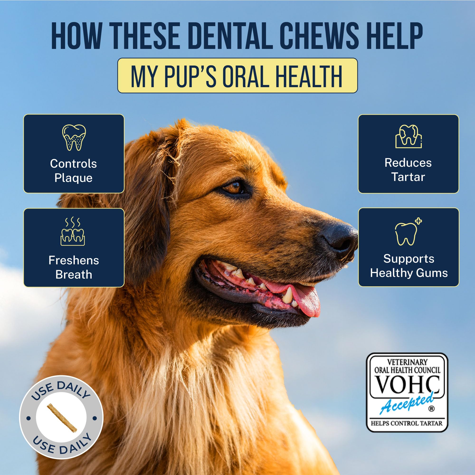 Tartar Shield Soft Rawhide Chews | Safe Dental Treats for Large Dogs | Vet VOHC Approved | Daily Bone Cleans Teeth & Gums Fresh Breath Oral Health Support | USA Made | (Large Dogs / 8 Count) - image 3