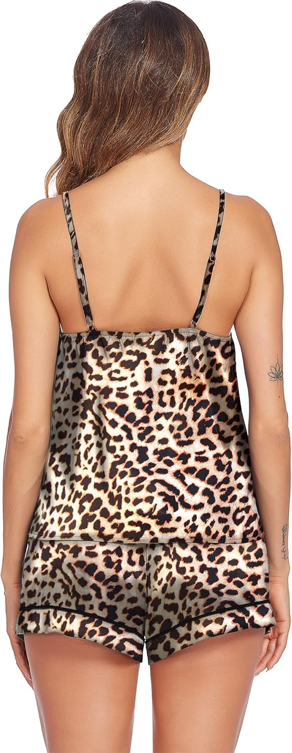 Ekouaer Pajamas for Women Set Silk Satin Pjs Sexy Lingerie Sleepwear Cami Shorts Set Summer Nightwear S-XXL - Image 2