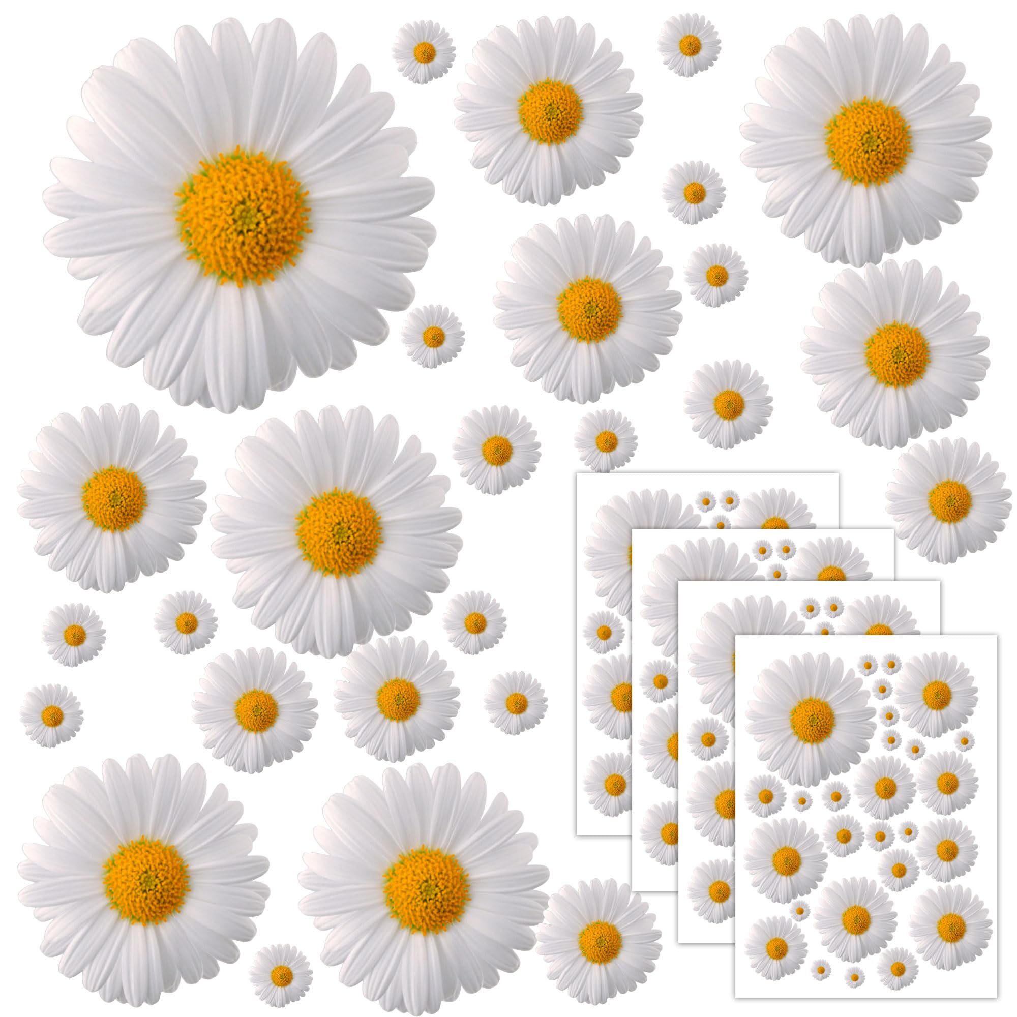 Autoaufkleber Blumen Gänseblümchen Prilblumen Tuning - 27/54/108 Stück - Lustige Karosserie Motorrad Fahrradhelm Glasaufkleber (Small, 108 Stücke, Farbe 010)