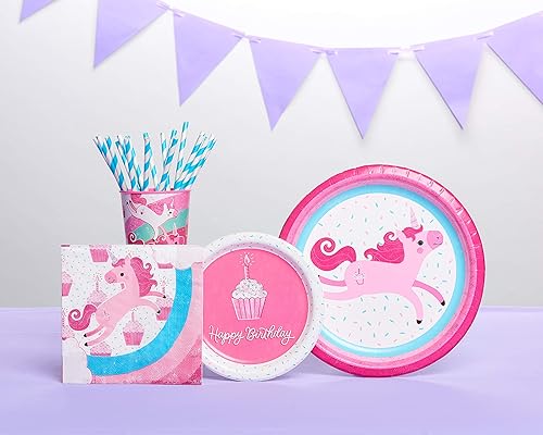 Miniatura 4 de American Greetings Suministros de fiesta de unicornio, platos de postre de papel (40 unidades)
