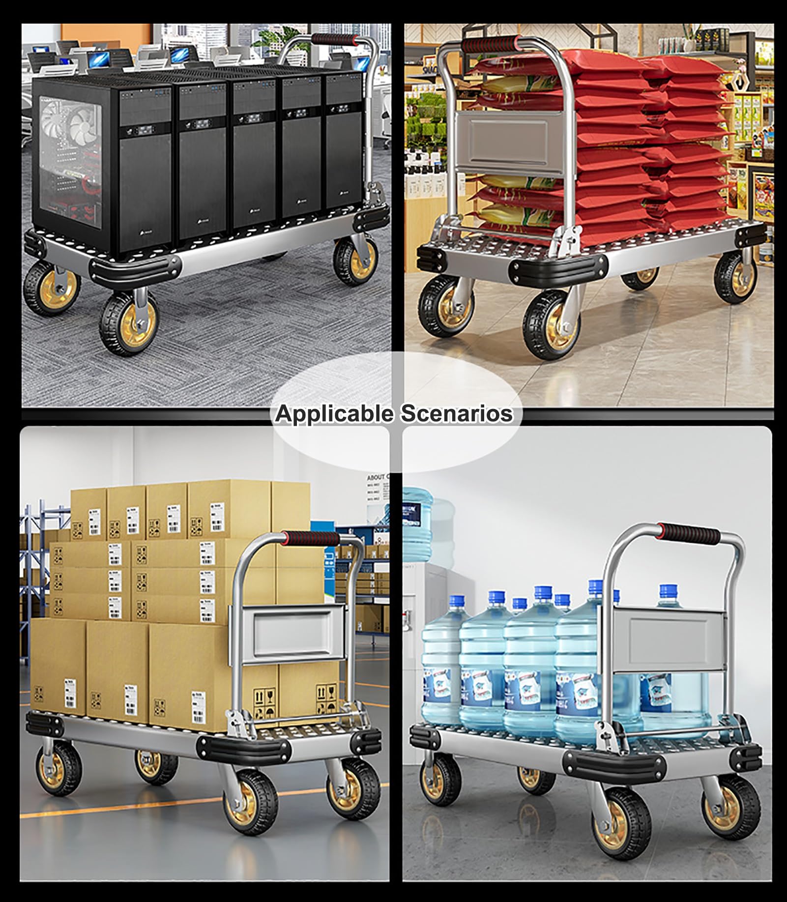 Sackkarre mit beweglicher Plattform, Sackkarren, zusammenklappbarer Plattformwagen, robuste Sackkarre mit Griff