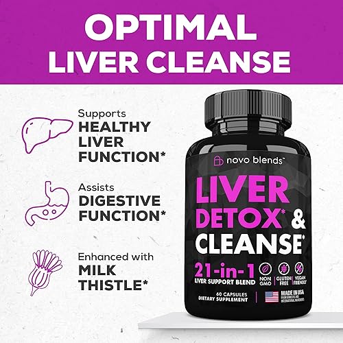 Miniatura 4 de Novo Blends Liver Cleanse Detox & Repair Support - Suplemento de apoyo hepático a base de hierbas, fórmula de desintoxicación del hígado de cardo