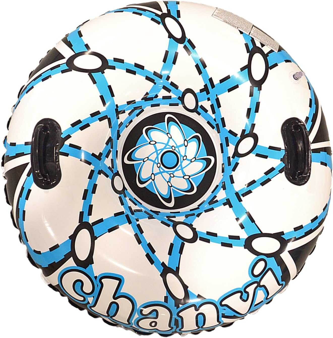 Chanvi Snow Tube Sled Air Tube Winter Inflatable Round with Big Grab Handles 38 Inch- Heavy Duty with Rapid Valves (Blue)