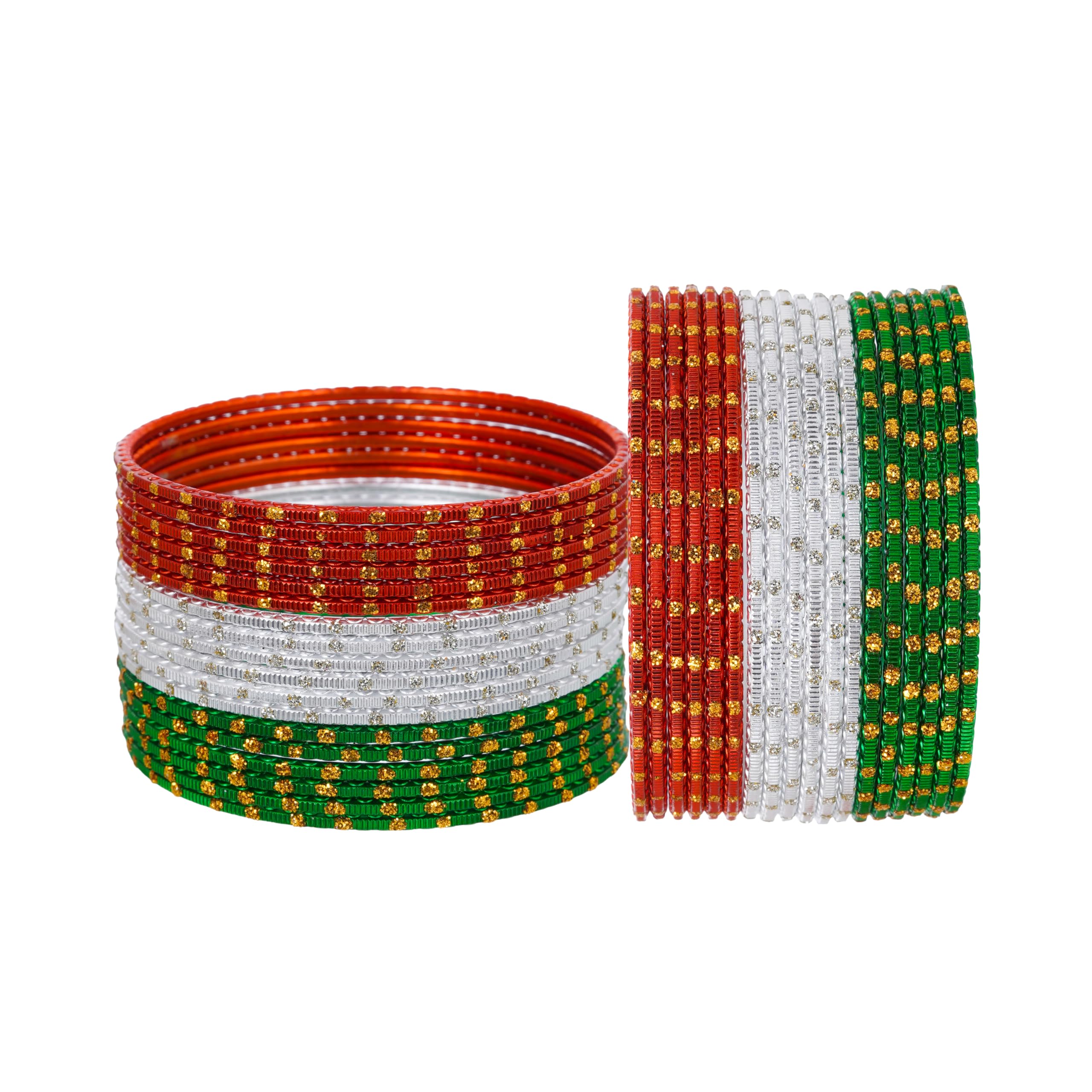 Tricolour Tiranga Metal Bangles with Golden Dots Bangles for Women & Girls Set of 36 Independence Day & Republic Day Special Jewellery-picture-45