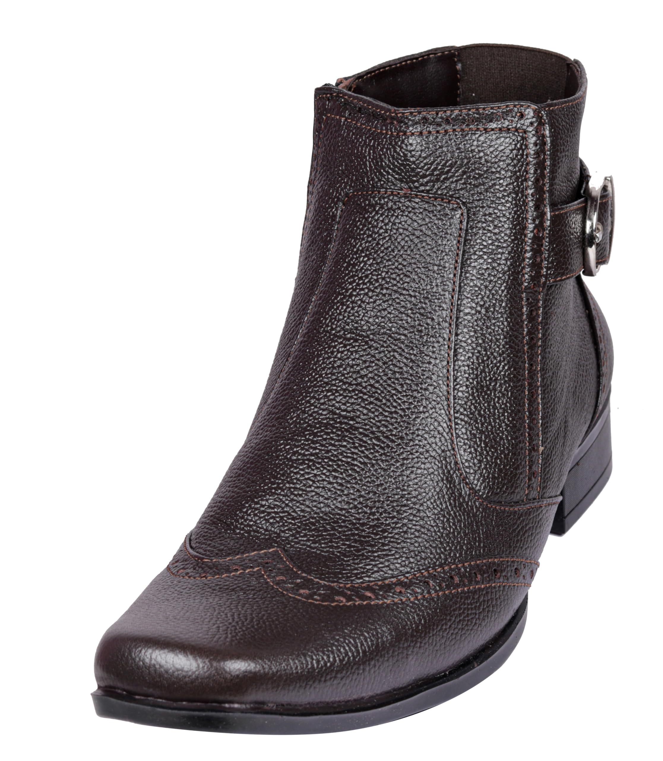 Men's Brown Premium Genuine Leather High Ankle Zipper Boots- TNY-716-063-image-39