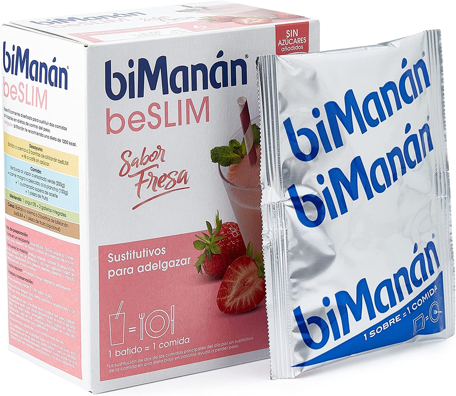 BiManán Pack de Batido Sustitutivo Sabor Chocolate + Vainilla + Fresa