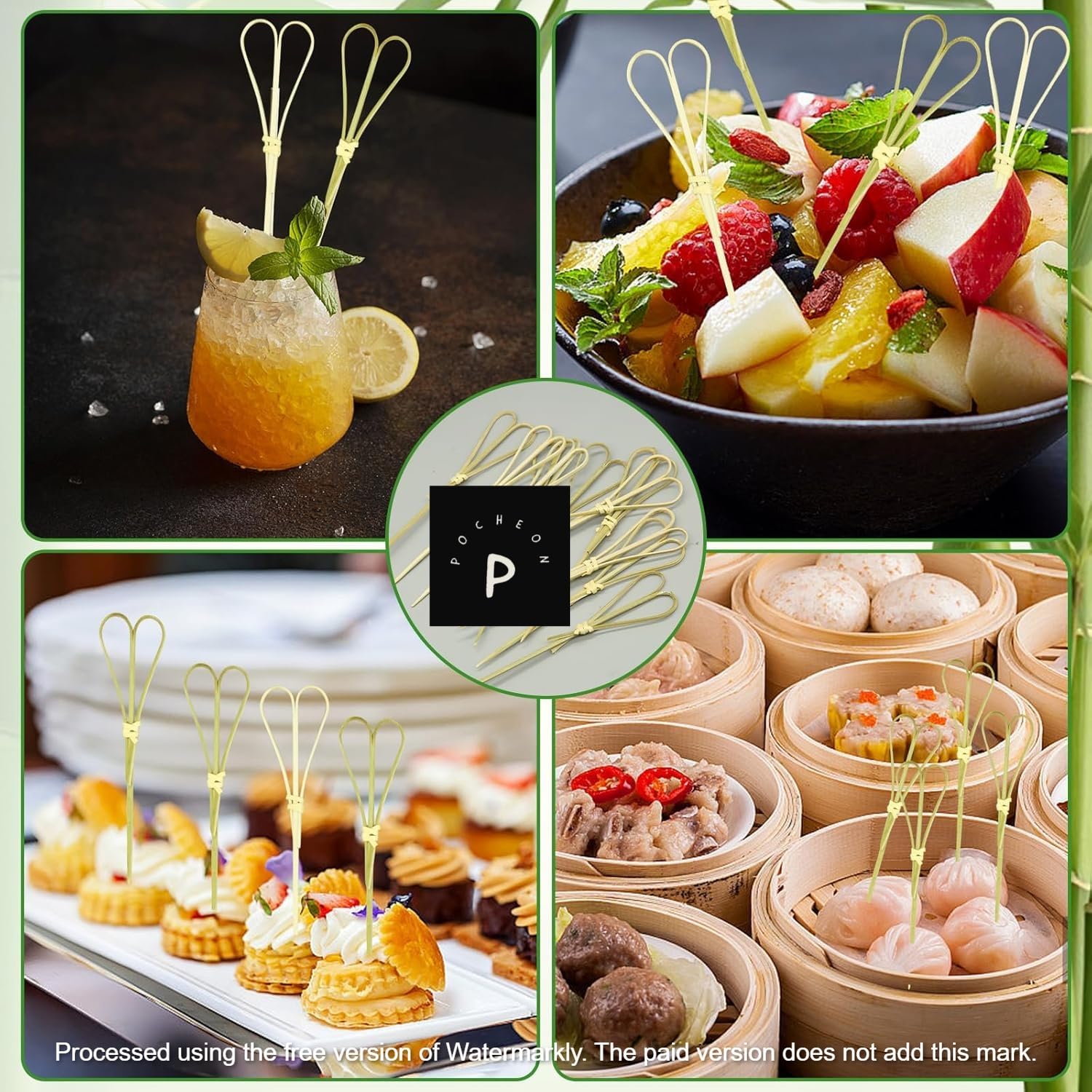 Heart Shaped Bamboo Toothpicks - Party & Cocktail Skewers -3