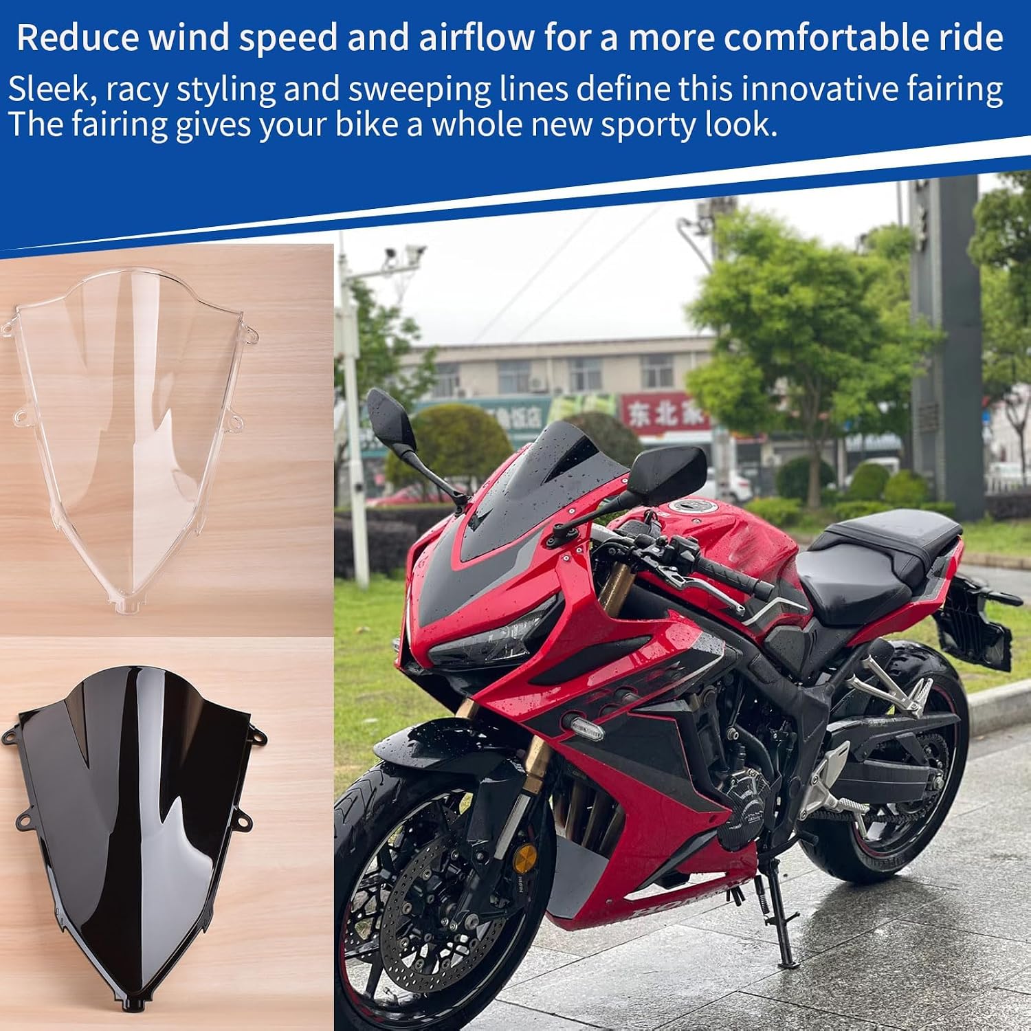 Motorcycle Flyscreen CBR650R Windshield Windscreen Wind Deflector Viser Visor Cover Compatible for HO&N&DA CBR650R CBR 650R CBR 650 R Accessories 2019-2025 (Black Smoke)