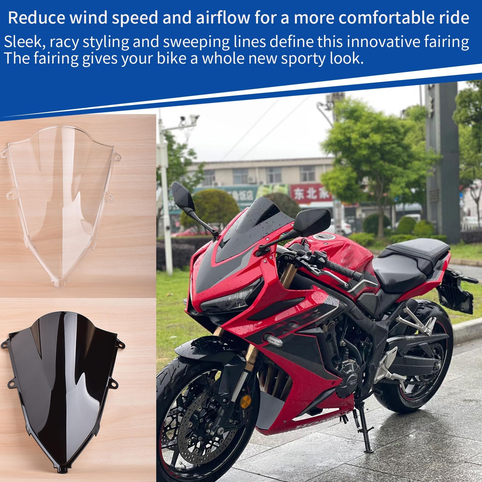 Parabrezza per moto CBR650R, deflettore antivento, visiera, copertura visiera compatibile con CBR650R, CBR 650R, CBR 650 R, accessori 2019-2026(Fumo nero)