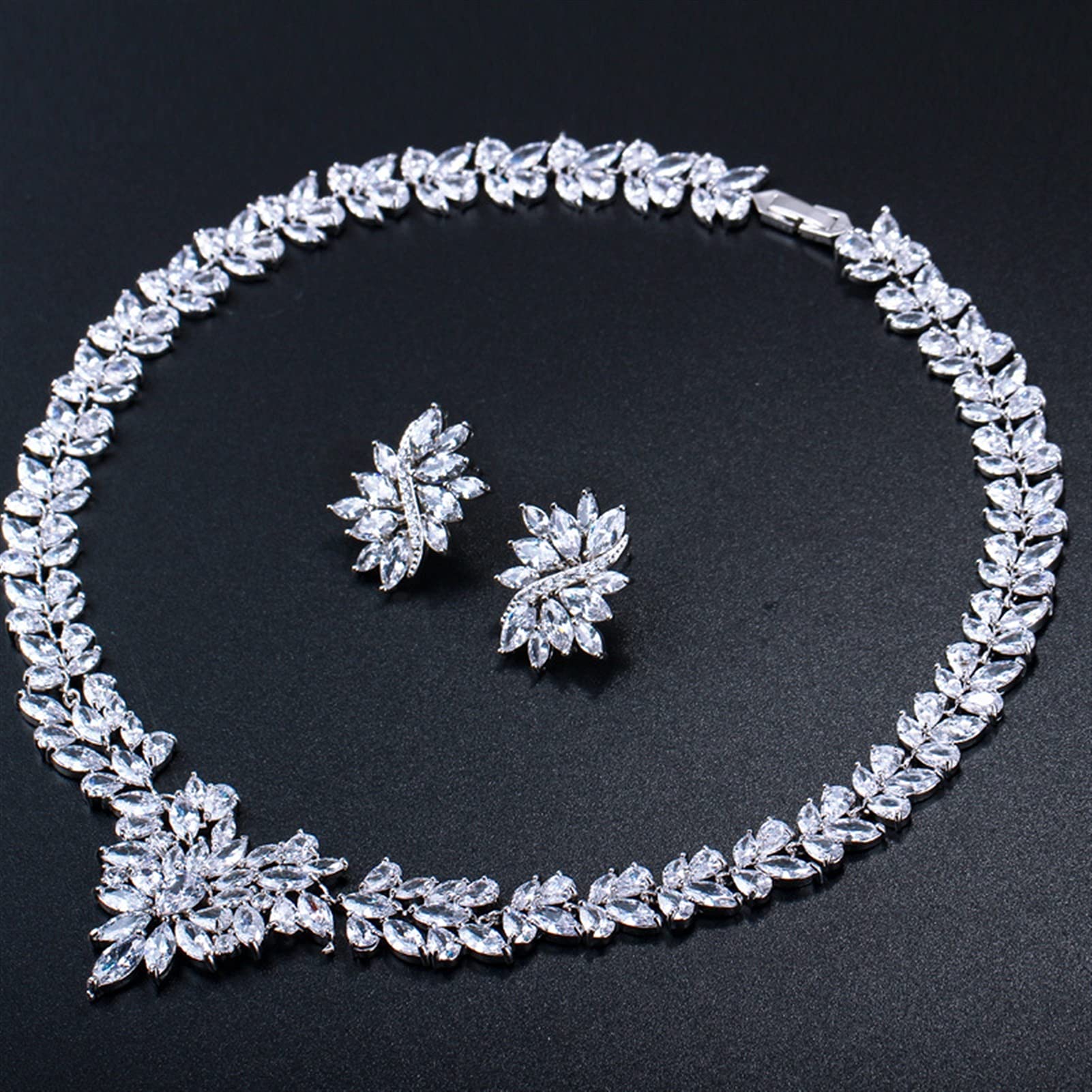 Schmuck Brautschmuck Weißgold Farbe Afrikanische Hochzeit Zirkonia Perlen Schmucksets für Bräute