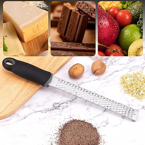Miniatura 6 de Rallador de limón y queso con asa, triturador de cocina para queso parmesano, limón, chocolate, frutas, verduras, jengibre, ajo, hoja de acero