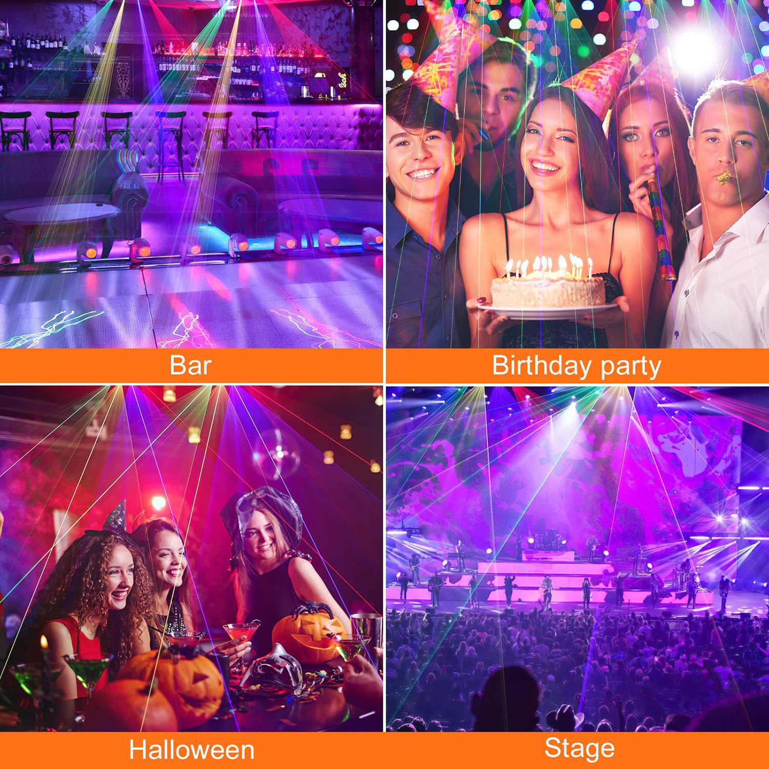 Lampy DJ na imprezy 5-ramienne lampy sceniczne, sterowanie zdalne i DMX, aktywowane dźwiękiem, projektor LED na imprezy, do użytku wewnętrznego na rave, klub, taniec, bar