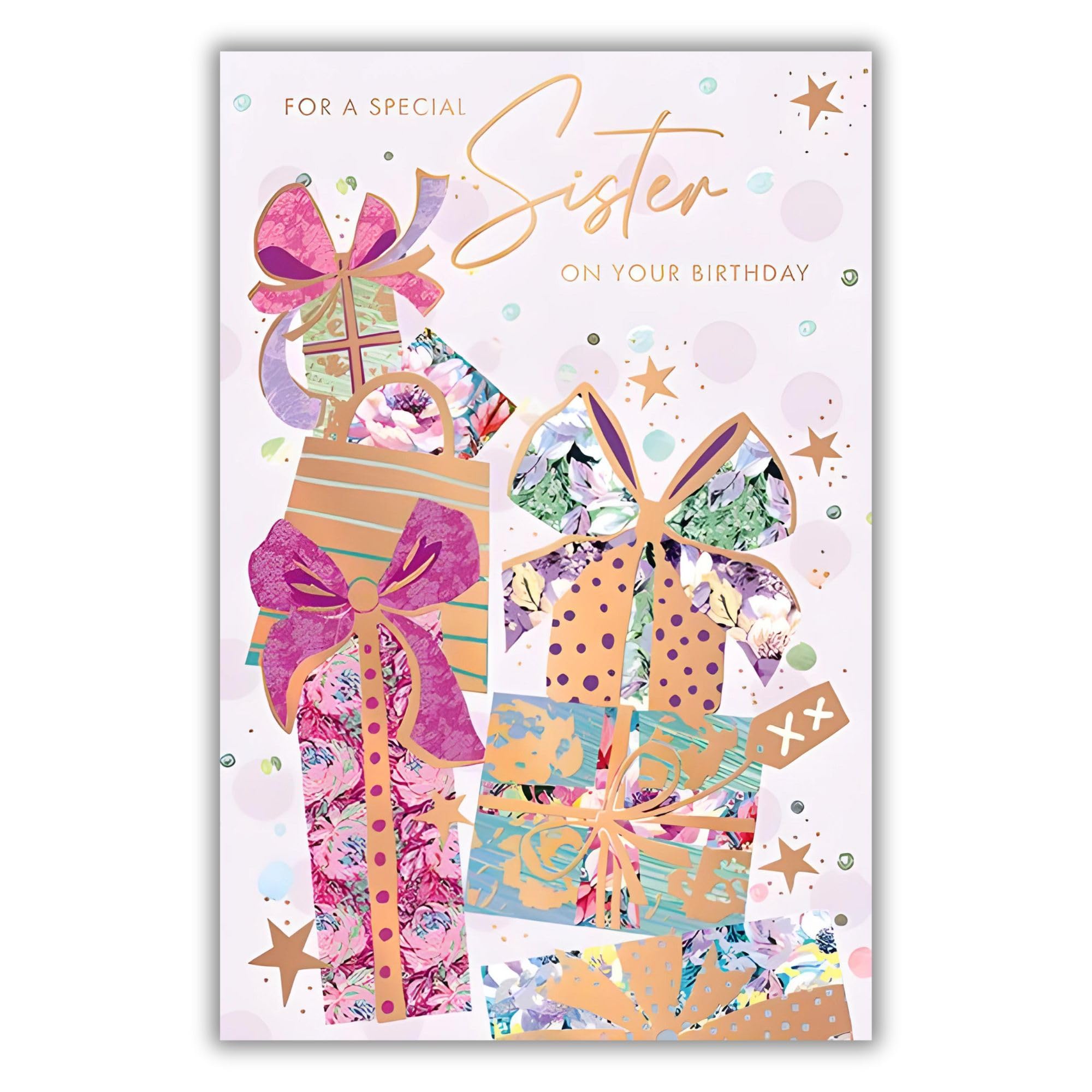 Sister Birthday Card - Special Sister - Contemporary Floral Design - Special Finish and Illustrated Insert Leaf - Made in the UK - Eco-Friendly
