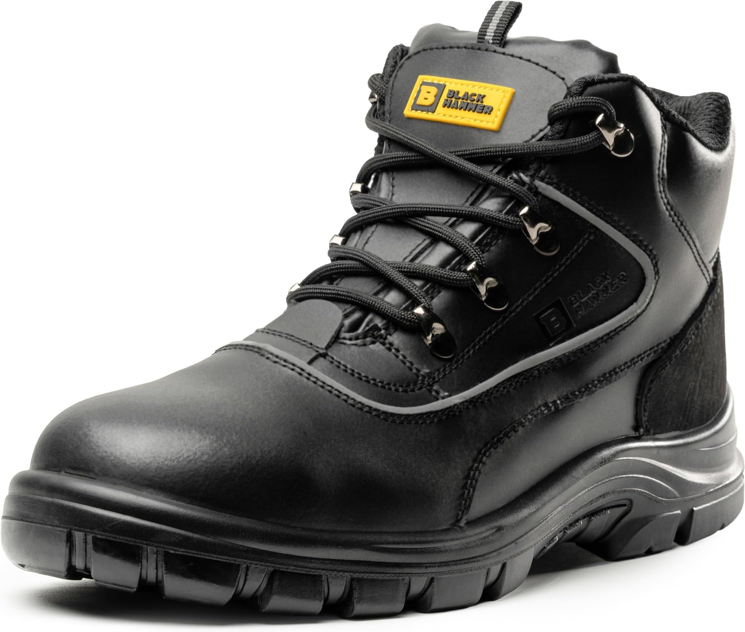 Men's Safety Boots Steel Toe Cap S3 SRC Work Shoes Ankle Leather 7752 Black Hammer