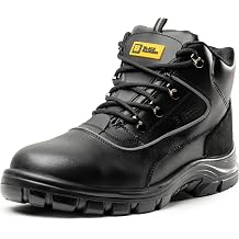 Black Hammer 7752 Men's Safety Boots S3 SRC Steel Toe Work Shoes Ankle High Leather Safety Shoes Light Black