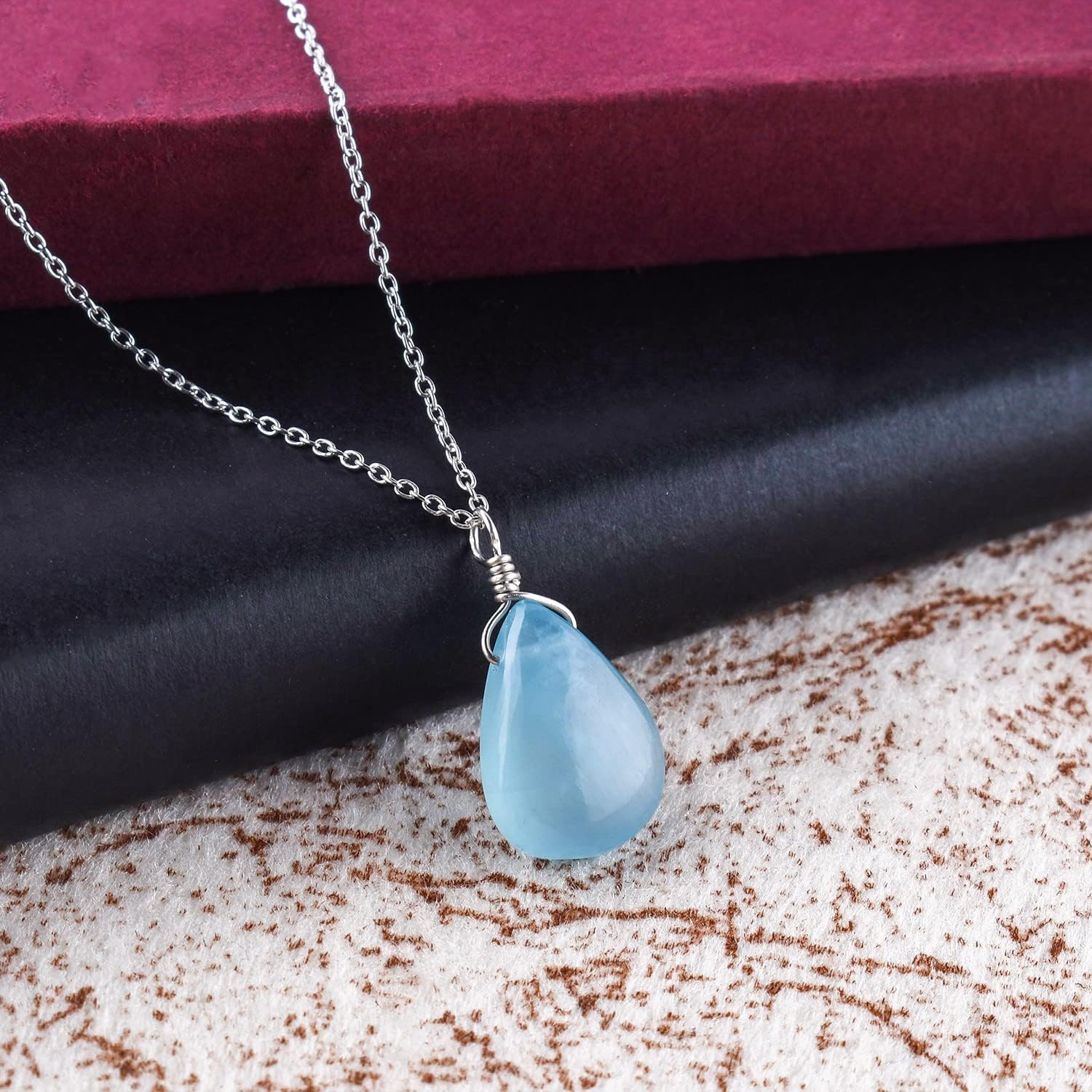 OdrillionGems Natural Gemstone Drops Pendant Necklace, 925 Sterling Silver, Handmade, Chakra Healing Crystals, Birthstone, Women Jewelry, Minimalist, Gift for Her - Image 2