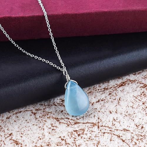 Miniatura 2 de OdrillionGems Collar con colgante de gotas de piedras preciosas naturales, plata de ley 925, hecho a mano, cristales curativos de chakras, piedra