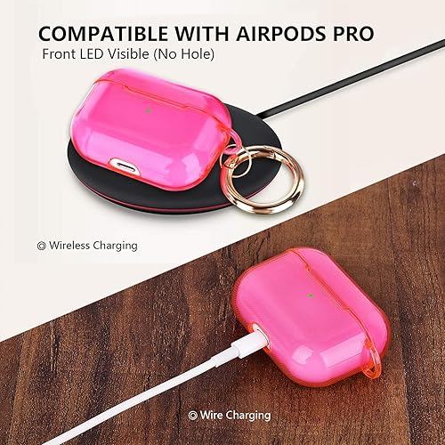 Vista 12 de KOREDA Funda para AirPod Pro de 2ª/1ª generación, funda protectora transparente de TPU suave y transparente a prueba de golpes, diseñada con llavero