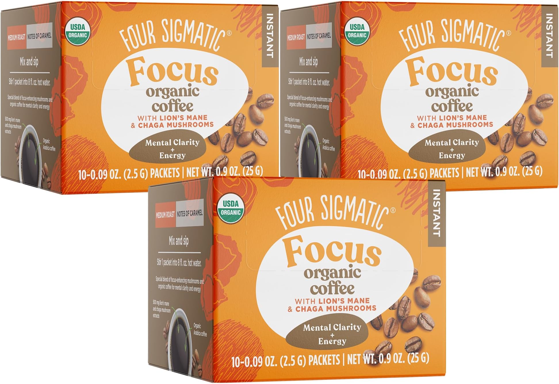Mushroom Mix Coffee Lion's Mane | Focus | Pack of 3 (30 Packets Total)