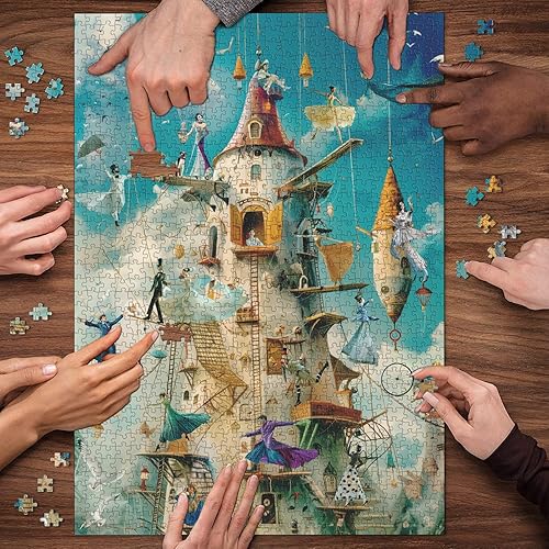 Miniatura 6 de Rompecabezas de circo de fantasía para adultos, 1000 piezas, divertida torre de escena de circo con coloridos acróbatas, payasos, espectáculos de