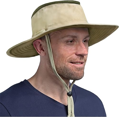 Miniatura 8 de SUN CUBE Sombrero de ala ancha para hombres y mujeres, protección solar UV, sombrero de safari para senderismo