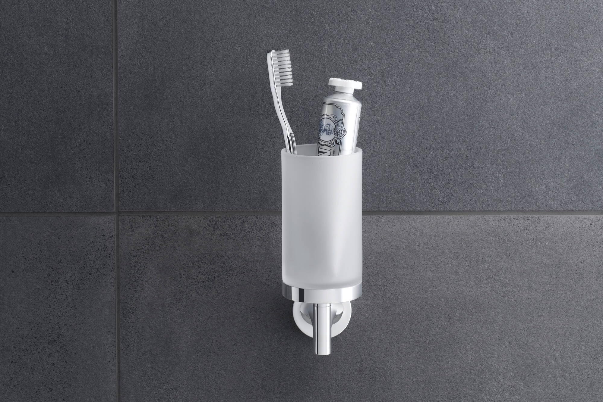 Duravit Zahnputzbecher Starck T, Glashalter Bad, Zahnbürstenhalter Glas, Wandmontage, Chrom