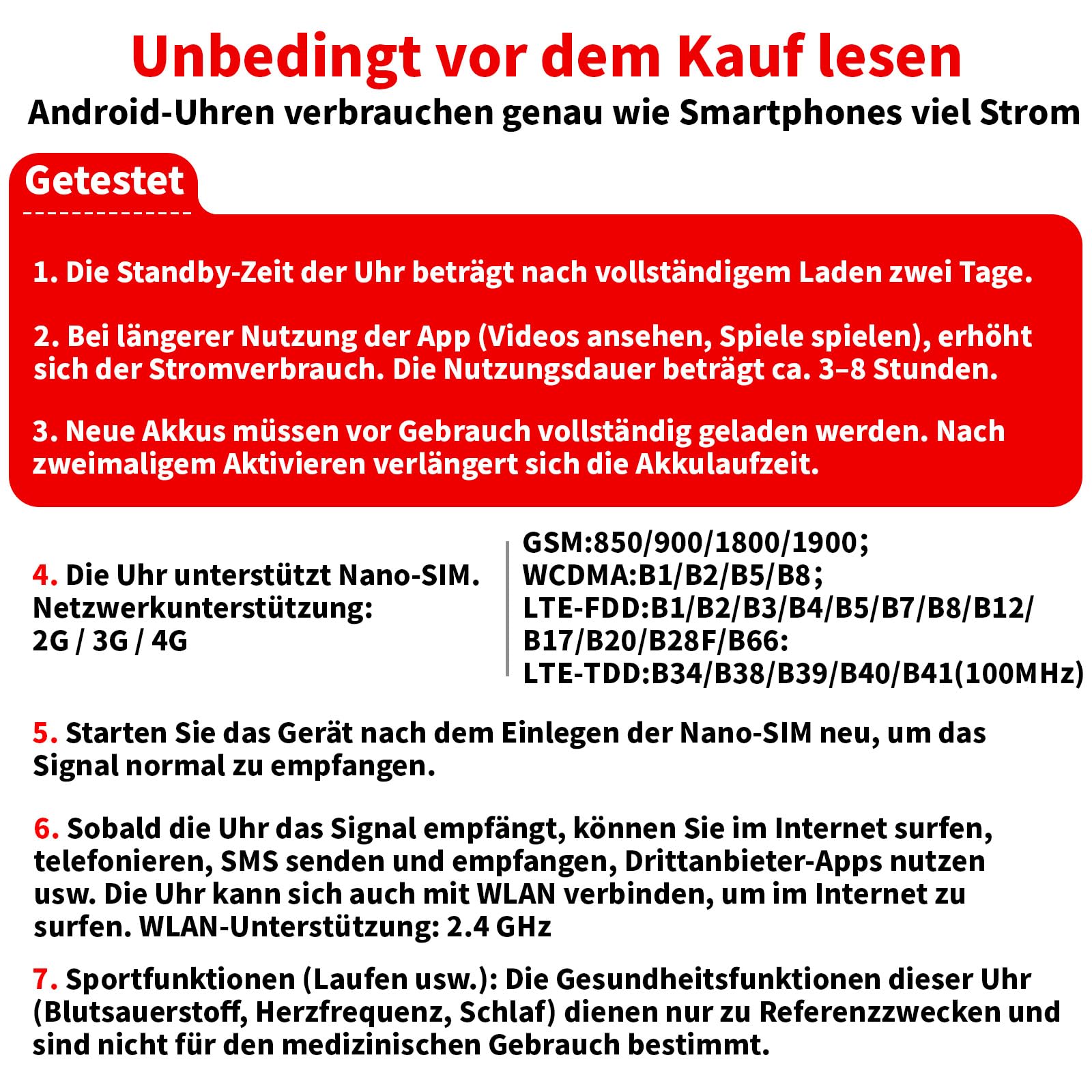 LOKMAT 2,06''AMOLED 4G Smartwatch mit großem Bildschirm, 3 GB + 32 GB, robuste Militär-Sport-Android-Smartwatch für Herren mit drehbarer Kamera, WiFi, GPS, NFC, für Männer und Frauen (Schwarz)