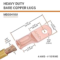 Vista 396 de SELTERM - 2 terminales de anillo resistentes para cable de batería, calibre 4 AWG, pernos de 3/8 pulgadas, terminales de calibre 4, ojales de cobre