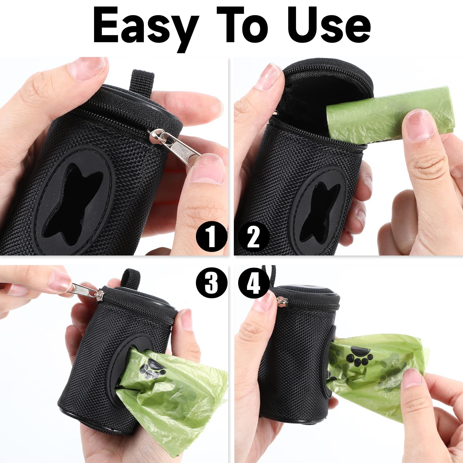 4 Stück Kotbeutelspender Mit Haken Und Reißverschluss Hundekotbeutel Spender Kotbeutelhalter Für Hundekotbeutel Dispenser Pet Poop Tasche Halter Für Haustier Hunde Outdoor Spaziergänge Schwarz