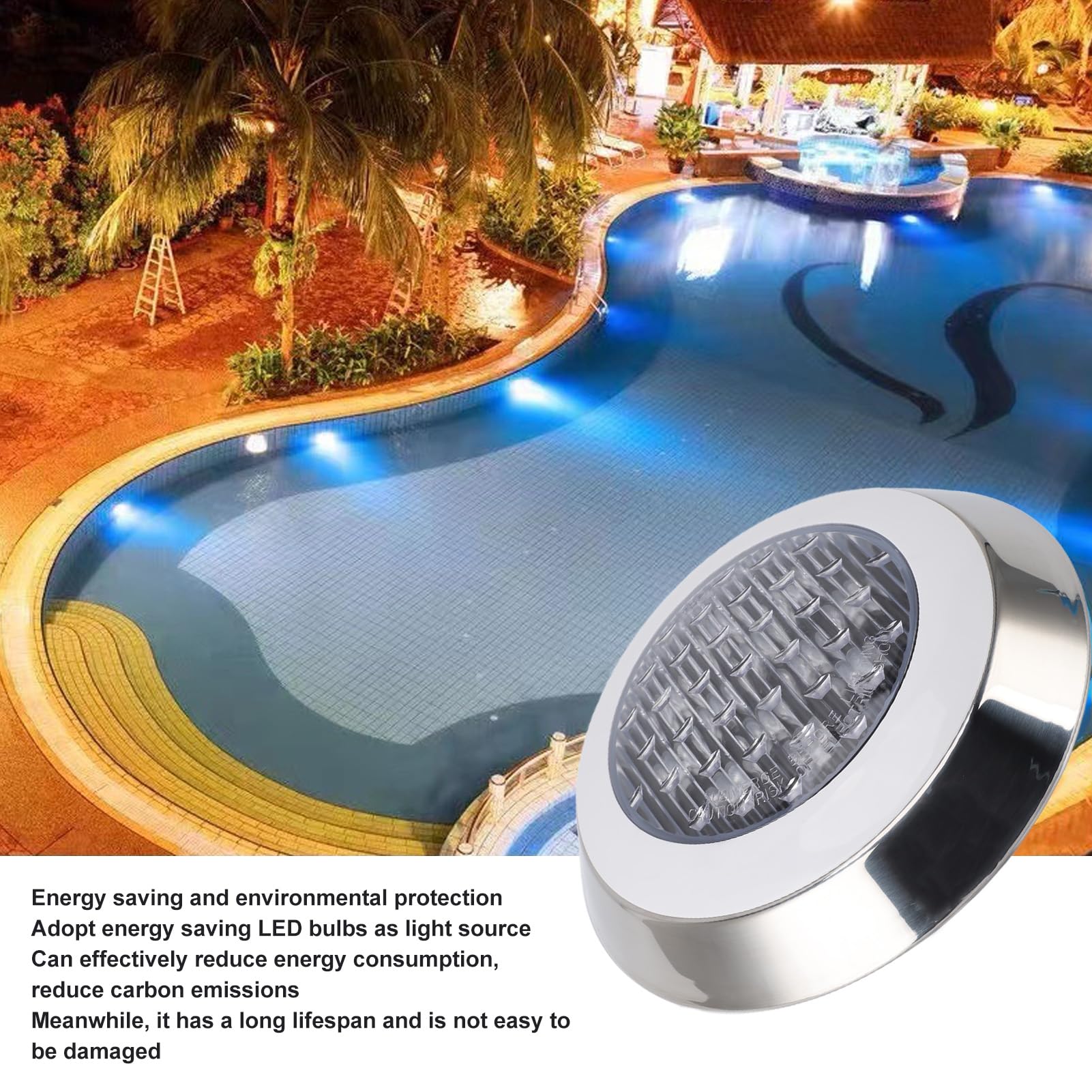 Luocute Tauchbare LED-Leuchten, Wasserdichte Unterwasser-LED-Lichtlampe, Schwimmende Tauchleuchten für Poolvase, Aquarium-Dekor, Warmes Licht 3000 K, 24 V, ative Wasserdichte (12W)