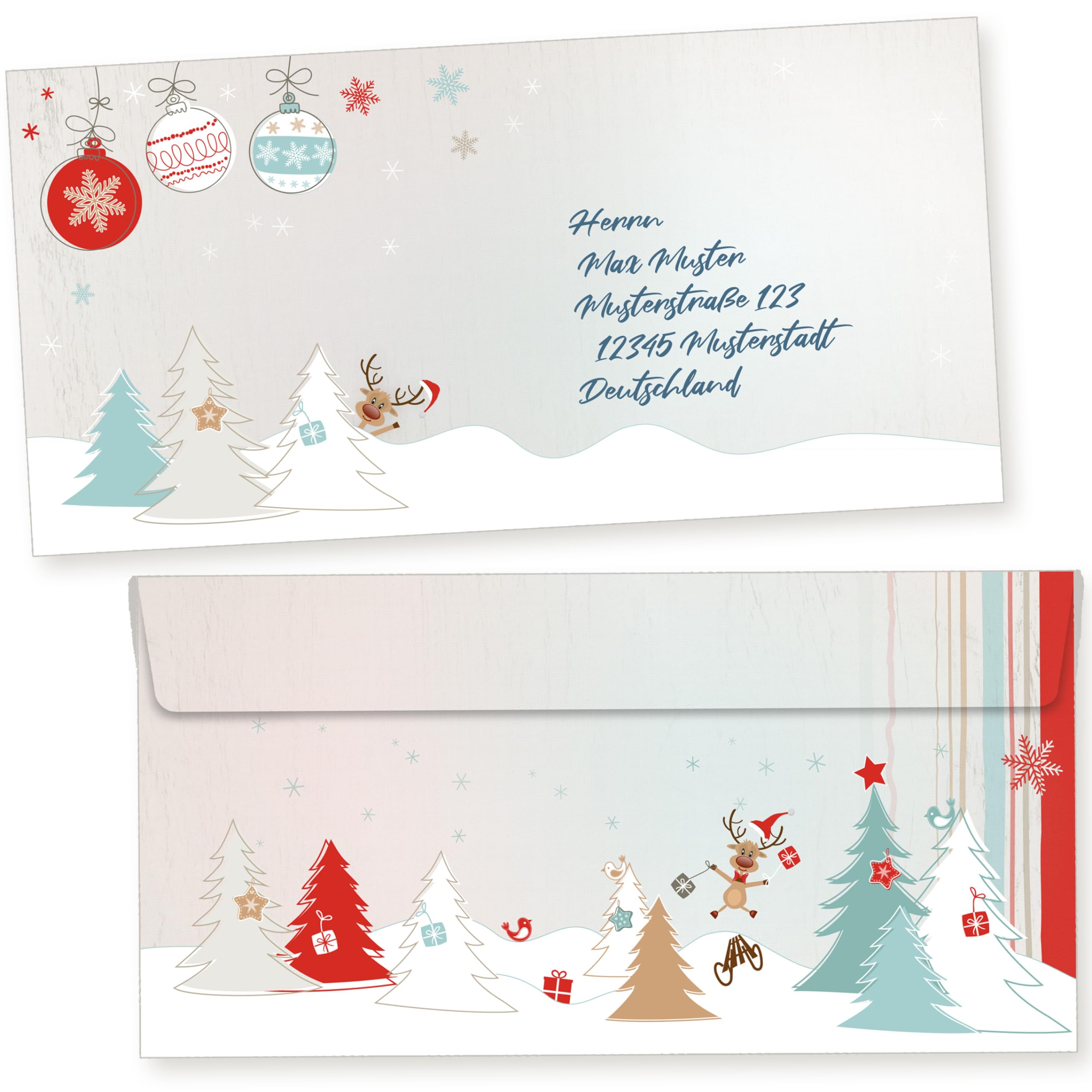 Joulujuhla 250 Sets Weihnachtsbriefpapier mit Umschlag ohne Fenster Weihnachtspapier A4 Briefpapier Weihnachten
