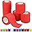 2 Self Adhesive Bandage Wraps, 6pcs Vet Wraps, Red, 5 Yard Self Adherent Wraps for Sports, Wrist, Ankle and Swelling