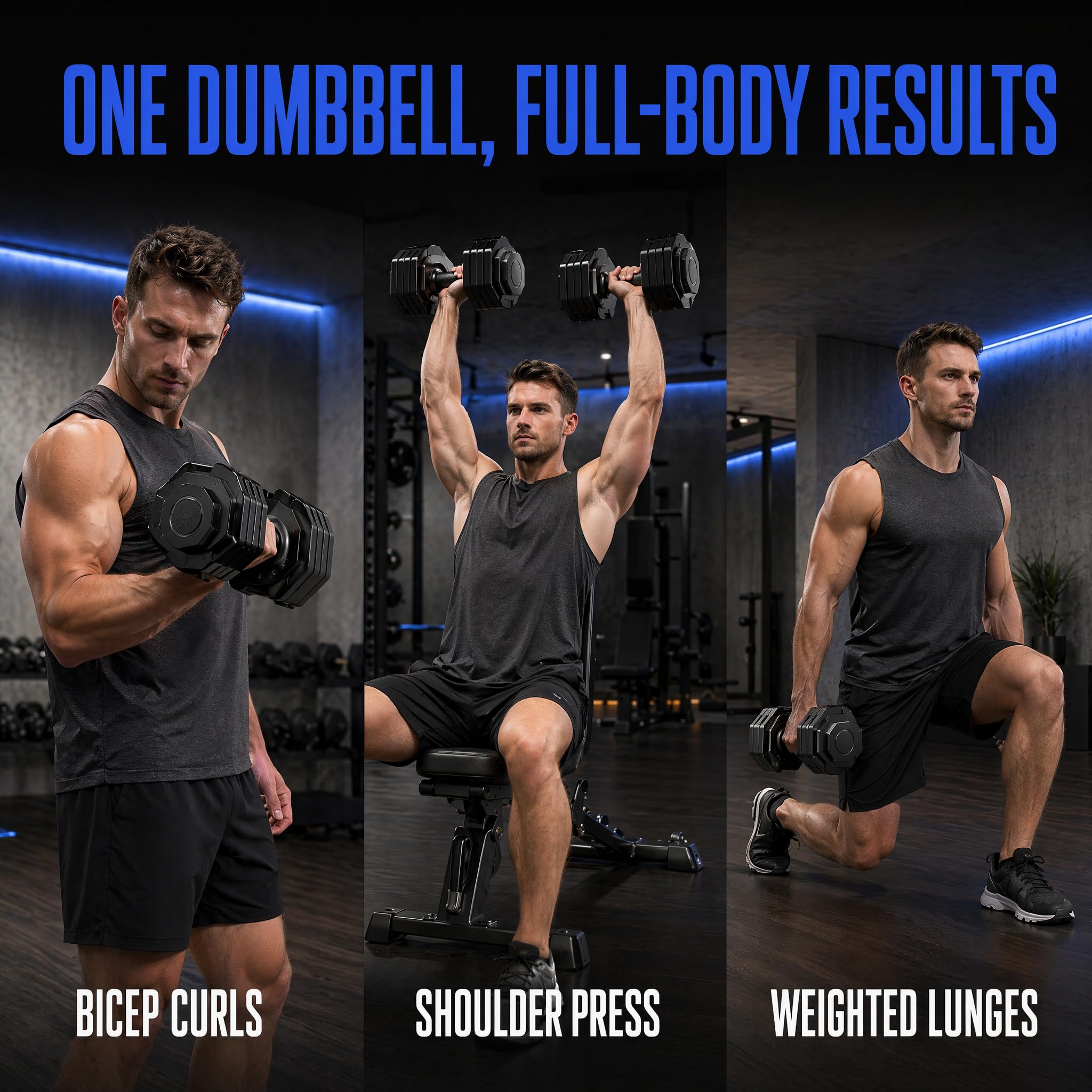 Adjustable Dumbbell 25LB Pair Dial Quick Change Anti-Roll | 25LB pair (5-30lbs total). 10-in-1 dial system, octagonal anti-roll, auto-lock. Storage stand, non-slip grip. Home gym.