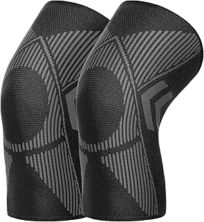Achiou Knee Braces for Knee Pain Relief, 2 Pack Knee Brace for Meniscus Tear, Knee Compression Sleeves for Men & Women, Knee Support Pad for Working Out, Arthritis, ACL, Running, Joint Recovery
