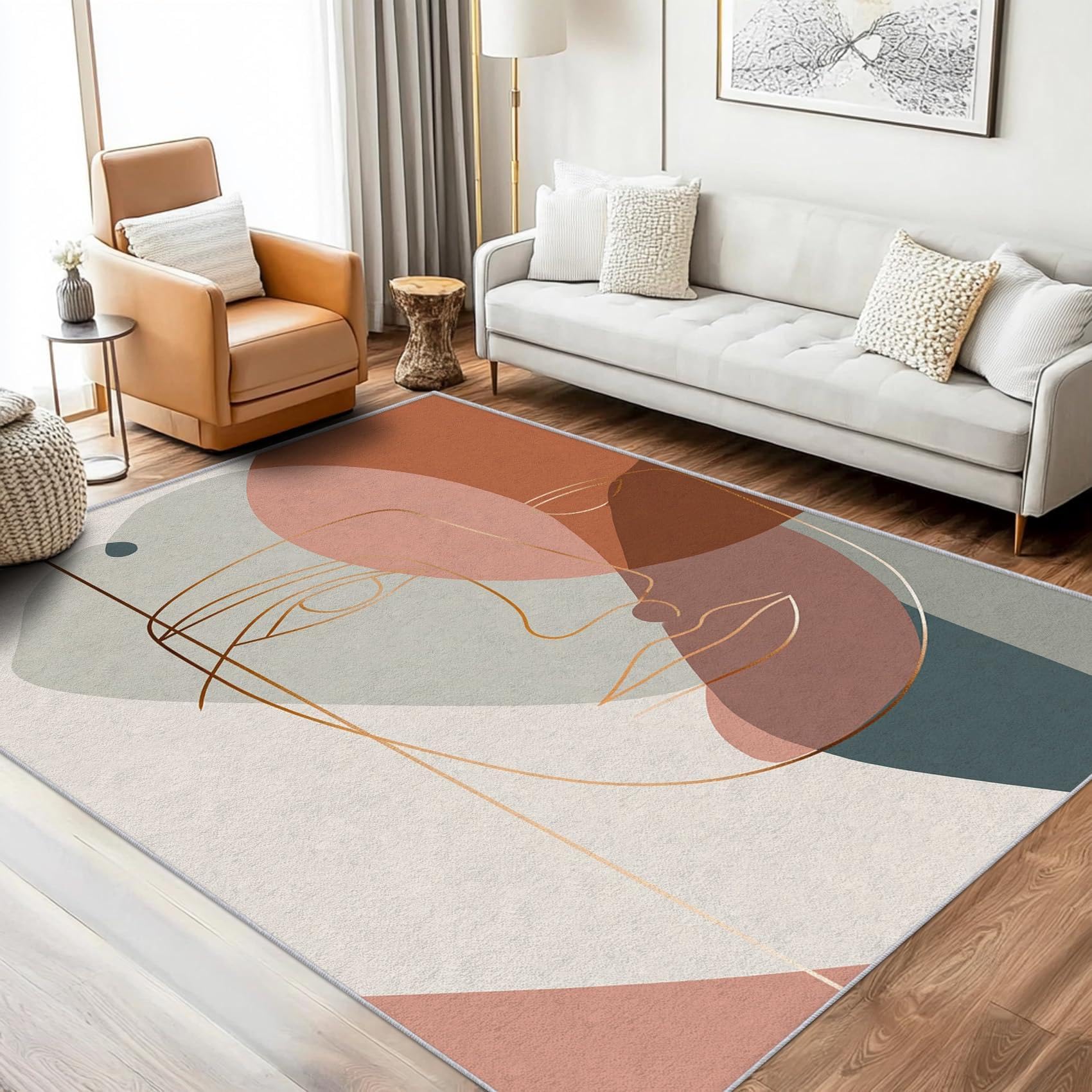 Tapis salon moderne géométrique minimaliste et antidérapant 160x200